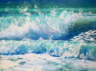 Malerei mit dem Titel "Vagues en dentelle" von Elena Cotté, Original-Kunstwerk, Öl Auf Keilrahmen aus Holz montiert