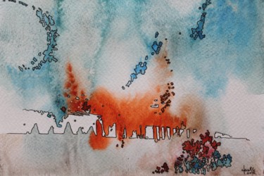 Impromptu - aquarelle et feutre fin sur papier - Peinture intitulée "Impromptu - aquarel…" par Clau Redier-Clément, Œuvre d'art originale, Aquarelle Monté sur Verre