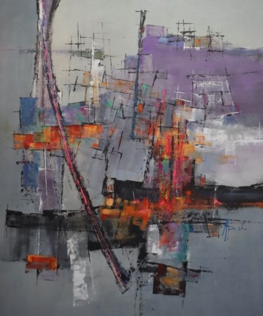 Painting titled "Affairs" by Martin Racko, Original Artwork, Acrylic Mounted on Cardboard
