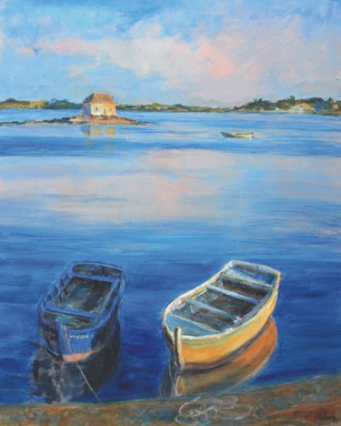 Peinture intitulée "Rivière d'Etel" par Michel Adam, Œuvre d'art originale, Acrylique