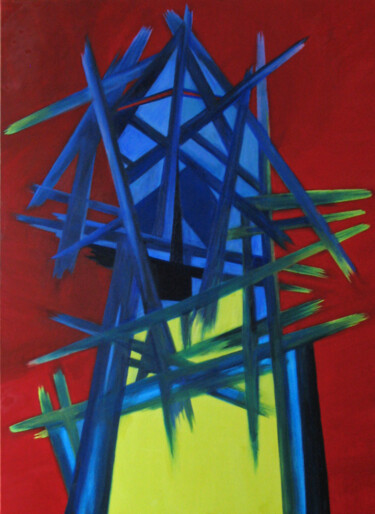 Mikado Peinture intitulée "Mikado" par Jacques Pichon (picjac), Œuvre d'art originale, Huile Monté sur Châssis en bois
