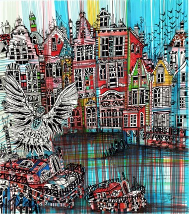 Lost in Amsterdam 「Lost in Amsterdam」というタイトルの描画 Maria Susarenkoによって, オリジナルのアートワーク, ボールペン