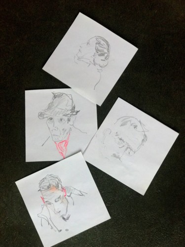Dessin intitulée "Les gens 1...." par Catherine Claude, Œuvre d'art originale, Crayon