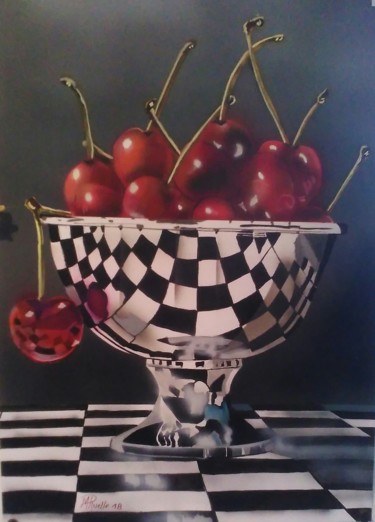 Peinture intitulée "Cerises.jpg" par Aéro, Œuvre d'art originale, Aérographe