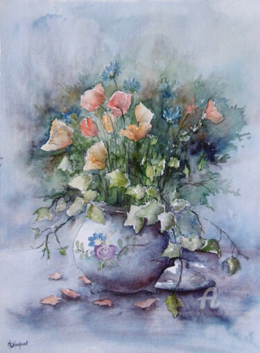 Peinture intitulée "Coquelicots" par Marie-Charlotte Houpeurt-Chauffeté, Œuvre d'art originale, Aquarelle
