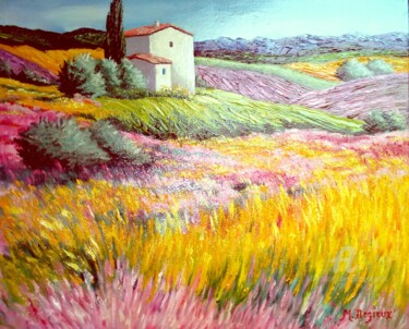 Peinture intitulée "la Drome en fleurs" par Marc Degieux, Œuvre d'art originale, Huile