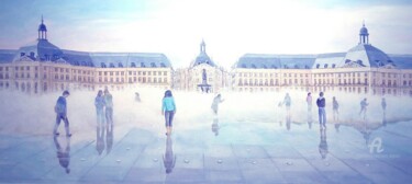 Peinture intitulée "le miroir d'eau à B…" par Marc Degieux, Œuvre d'art originale, Huile
