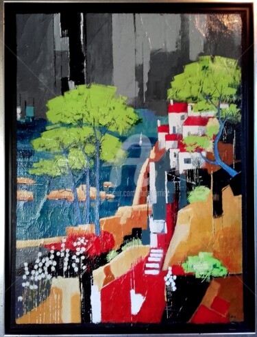 Peinture intitulée "les hauts de Port V…" par James Burgevin, Œuvre d'art originale, Acrylique