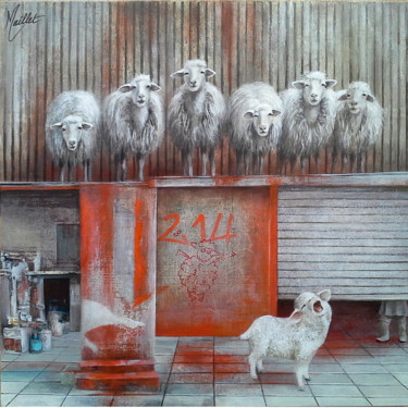 Les moutons Peinture intitulée "Les moutons" par Françoise Maillet, Œuvre d'art originale, Acrylique