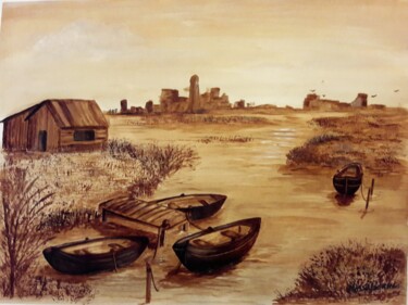 Peinture intitulée "les étangs de Palav…" par Di Berthe, Œuvre d'art originale, Autre