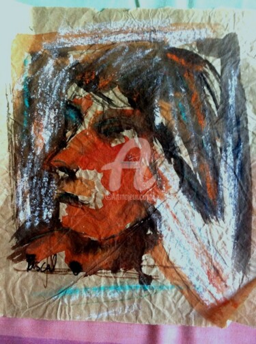 Peinture intitulée "profil incendié" par Pascal, Œuvre d'art originale