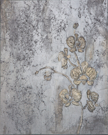 Silver orchid Painting titled "Silver orchid" by Svetlana Saratova, Original Artwork, Acrylic