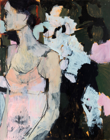Painting titled "Figura en Rosa" by Marisu Solís, Original Artwork, Acrylic