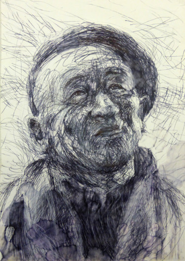 Dessin intitulée "Cendrars" par Sébastien Bocquet, Œuvre d'art originale, Stylo à bille