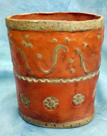 Artisanat intitulée "Pot effet cuir" par Marian Cobos, Œuvre d'art originale, Décoration de maison