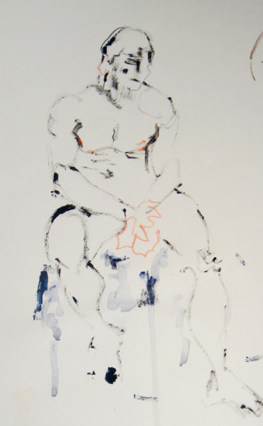 Dessin intitulée "Pensif" par Catherine Claude, Œuvre d'art originale