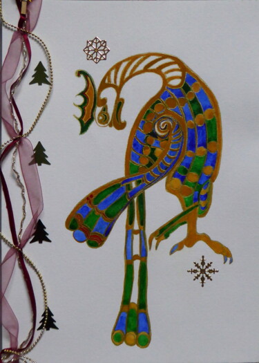Peinture intitulée "L'aigle celte" par Laure Barlet, Œuvre d'art originale, Aquarelle