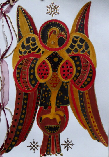 Peinture intitulée "Aigle de Saint Jean" par Laure Barlet, Œuvre d'art originale, Aquarelle