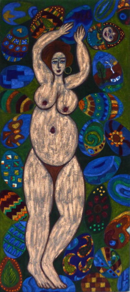 Peinture intitulée "Femme aux oeufs" par Laure Barlet, Œuvre d'art originale, Huile