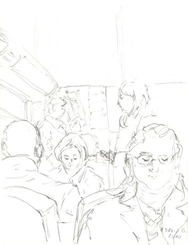 「Personnes dans le t…」というタイトルの描画 David Benayounによって, オリジナルのアートワーク, グラファイト