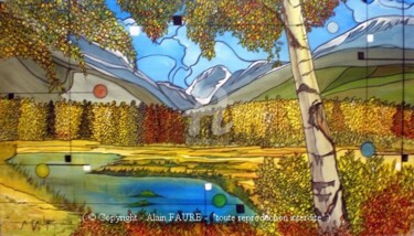 제목이 "REQUIEM POUR UN ECHO"인 미술작품 Alain Faure로, 원작, 아크릴 나무 들것 프레임에 장착됨