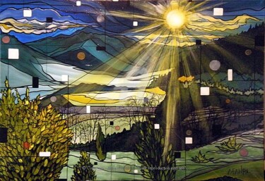 Malerei mit dem Titel "FORET ALPINE" von Alain Faure, Original-Kunstwerk, Acryl Auf Keilrahmen aus Holz montiert