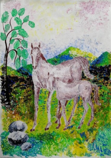 Painting titled "© Wild nature" by Bega, Original Artwork, Gouache