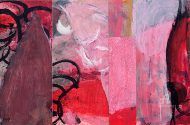 Collages titled "Fuscias 1" by Marisu Solís, Original Artwork, Paper