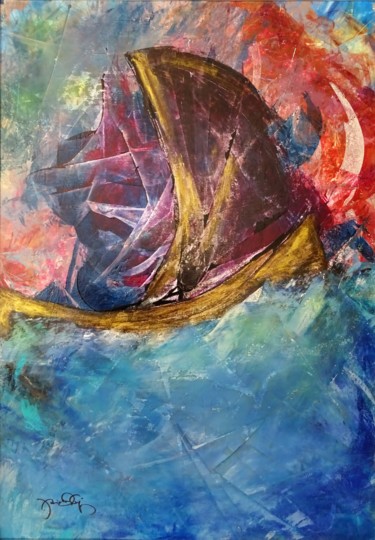 Painting titled ""Encontro Inesperad…" by Jaio Dos Anjos, Original Artwork, Acrylic