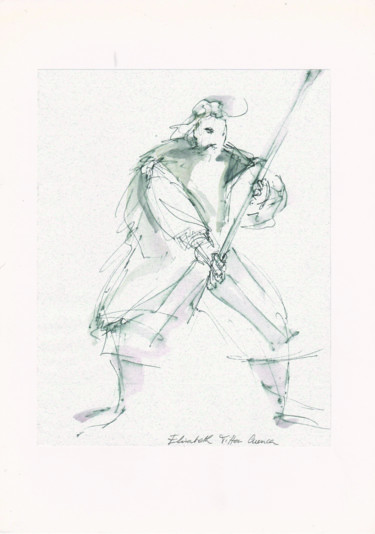Dessin intitulée "Vercingétorix IX" par Elisabeth Tiffon (Eli TIFFON CUENCA), Œuvre d'art originale, Encre