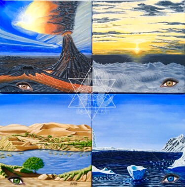 제목이 "4 ELEMENTS - Sandra…"인 미술작품 Sandra Valente로, 원작, 아크릴 나무 들것 프레임에 장착됨