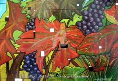 Peinture intitulée "VIGNE ROUGE" par Alain Faure, Œuvre d'art originale, Acrylique Monté sur Châssis en bois