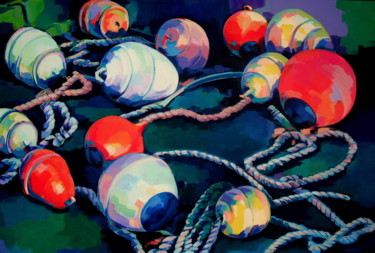 绘画 标题为“bouées et cordages” 由Veronique Gaudin, 原创艺术品, 丙烯
