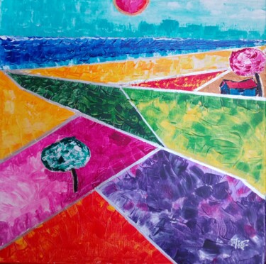 Peinture intitulée "Les champs" par Marc Felix, Œuvre d'art originale, Acrylique