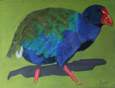 Peinture intitulée "Le takahé" par Catherine Costet (Lccat), Œuvre d'art originale, Pastel