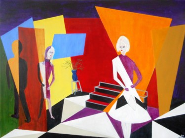 Schilderij getiteld "secret-triangles" door David Callahan, Origineel Kunstwerk, Acryl