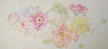 Peinture intitulée "fleurs éparpillées" par Catherine Claude, Œuvre d'art originale, Aquarelle