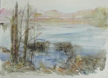Painting titled "Coup de froid" by Ingrid Johann, Original Artwork, Watercolor