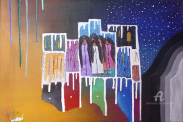 Peinture intitulée "clameur" par Ahmed Fertat, Œuvre d'art originale