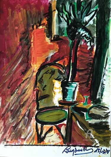 绘画 标题为“Intérieur au fauteu…” 由Rodolphe Lavayssiere, 原创艺术品, 水粉