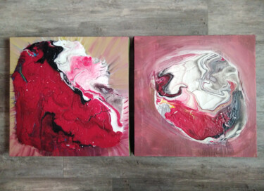 Peinture intitulée "Diptyque Tableaux "…" par Séverine Joly (Carré comme Orange), Œuvre d'art originale, Acrylique