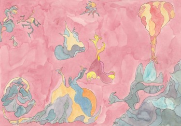 Painting titled "Amorphous Airscape" by Sandro Cocco, Original Artwork, Watercolor