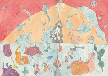 Painting titled "The Mountain" by Sandro Cocco, Original Artwork, Watercolor