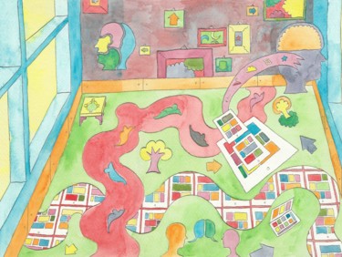 Painting titled "Hope" by Sandro Cocco, Original Artwork, Watercolor