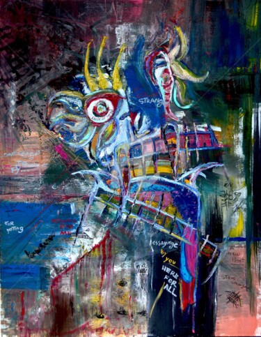 Peinture intitulée "The Strange face" par New Old Stuff, Œuvre d'art originale, Acrylique