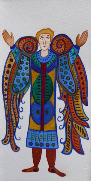 Peinture intitulée "Ange médiéval" par Laure Barlet, Œuvre d'art originale, Aquarelle
