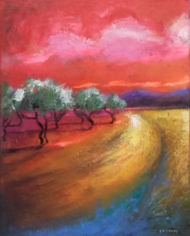 Peinture intitulée "Oliveraie du Vauclu…" par Laurent Chimento, Œuvre d'art originale