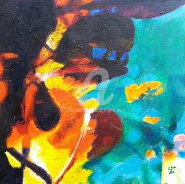 Painting titled "Cache-cache sous le…" by Anne Maury, Original Artwork, Oil