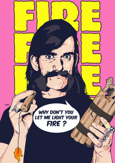 Dessin intitulée "Lemmy - Fire Fire" par Sexy Rabbit, Œuvre d'art originale, Photographie numérique