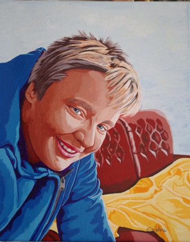 Peinture intitulée "jeune garçon" par Christelle Vaesken, Œuvre d'art originale, Acrylique